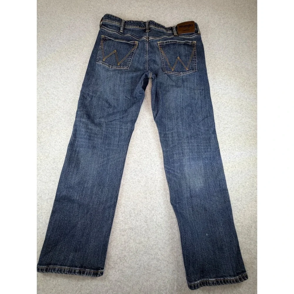 Wrangler Regular Fit Mens Jeans Dark Wash Blue Straight Leg 34x29 1796601
